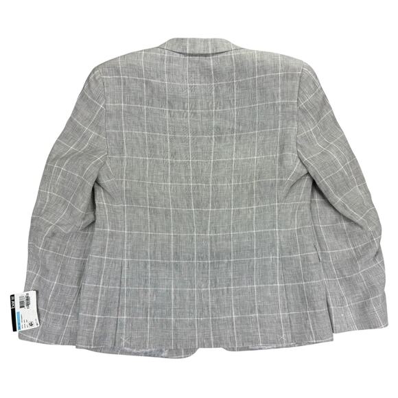 Bar III Mens Slim Fit 100% Linen Plaid Suit Jacket Gray 40S - Picture 4 of 5